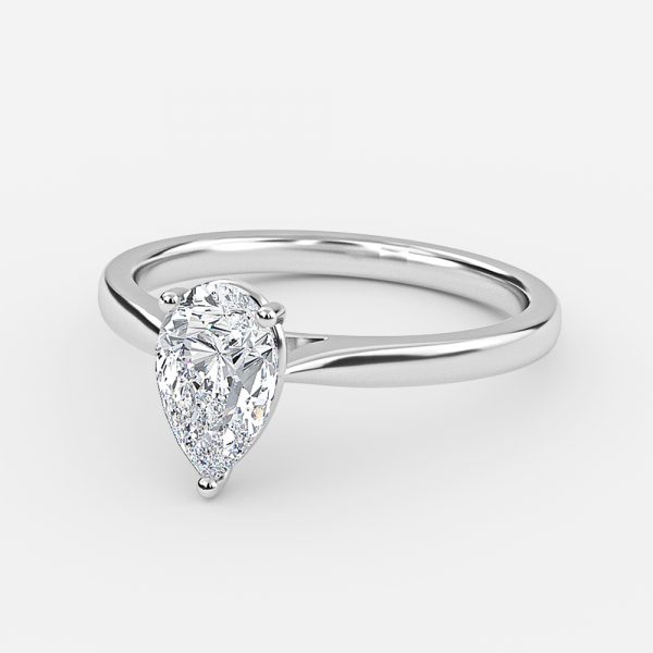 Plain Pear Solitaire Engagement Ring