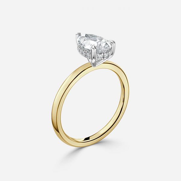 Pear Hidden Halo Engagement Ring