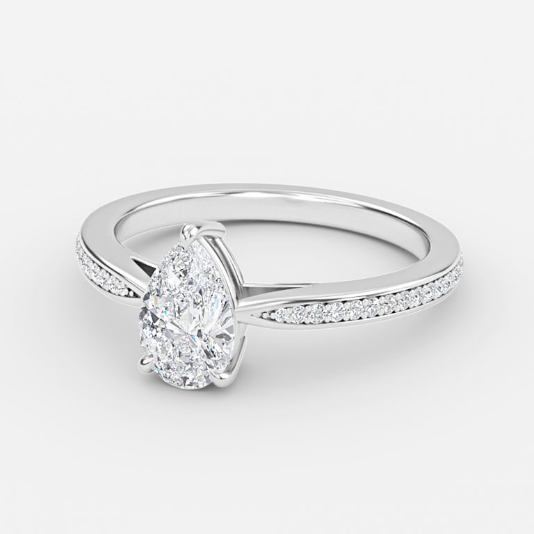 Pear Diamond Band Engagement Ring