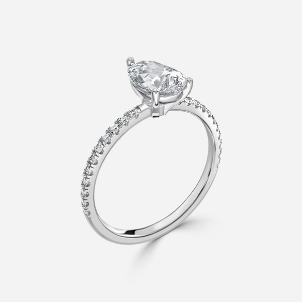 De La Luna Pear Diamond Band Engagement Ring