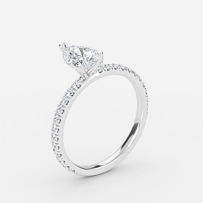 Pear Diamond Band Engagement Ring