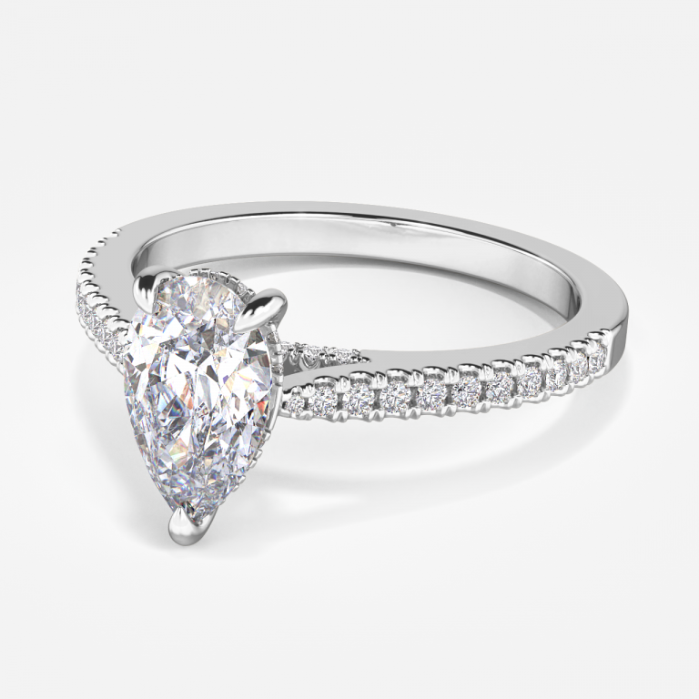 Pear Hidden Halo Engagement Ring