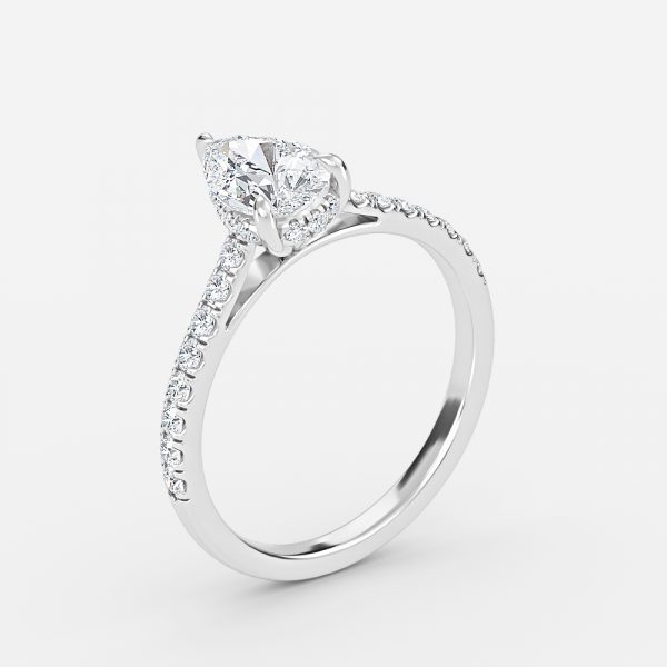 Pear Hidden Halo Engagement Ring