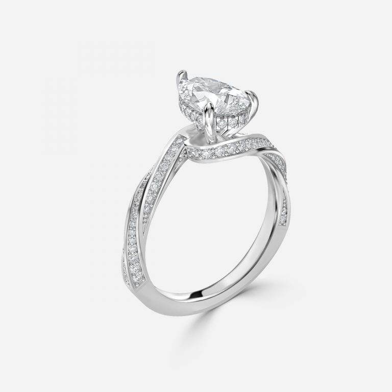 Pear Hidden Halo Engagement Ring
