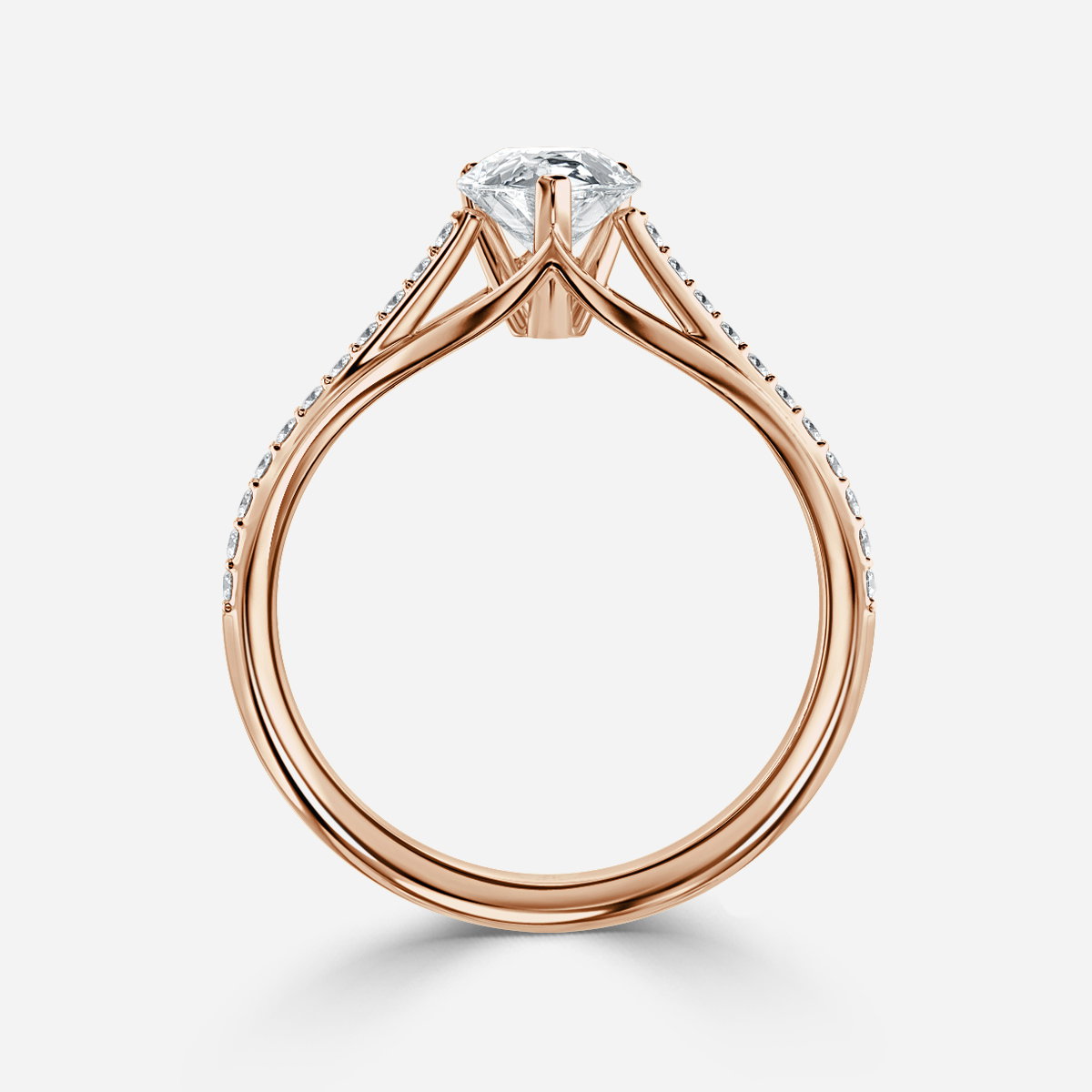 Pear Diamond Band Engagement Ring