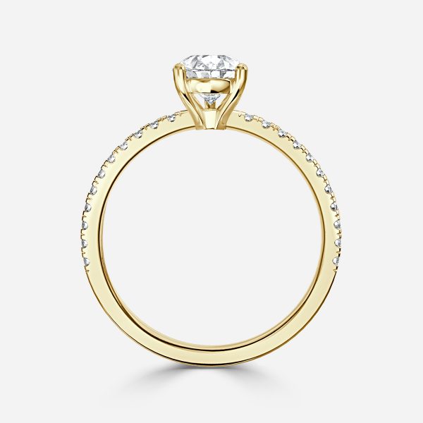 De La Luna Pear Diamond Band Engagement Ring