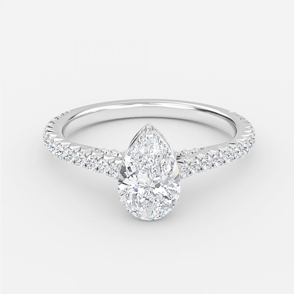 Pear Hidden Halo Engagement Ring