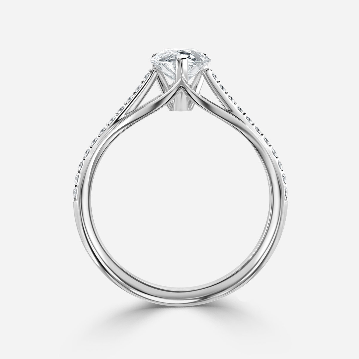 Pear Diamond Band Engagement Ring