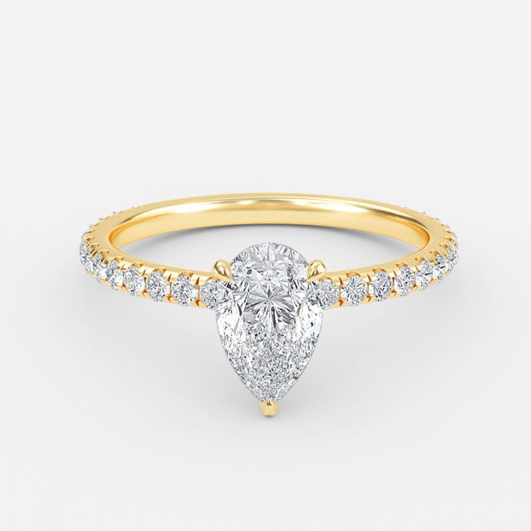 Pear Hidden Halo Engagement Ring