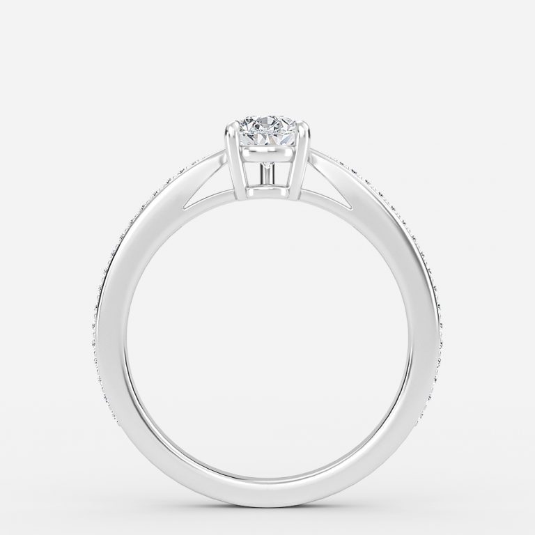 Pear Diamond Band Engagement Ring
