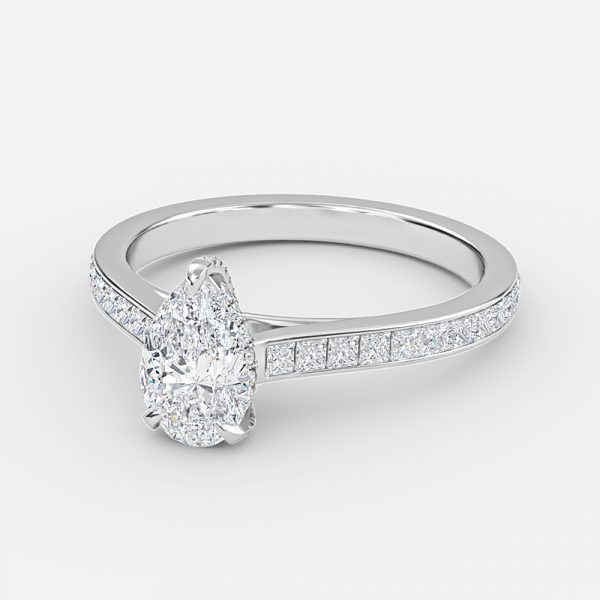 Pear Hidden Halo Engagement Ring