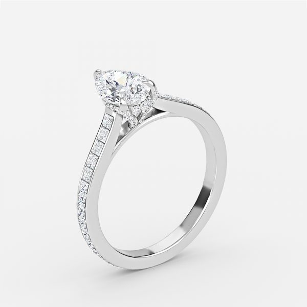 Pear Hidden Halo Engagement Ring