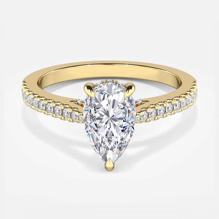 Pear Hidden Halo Engagement Ring