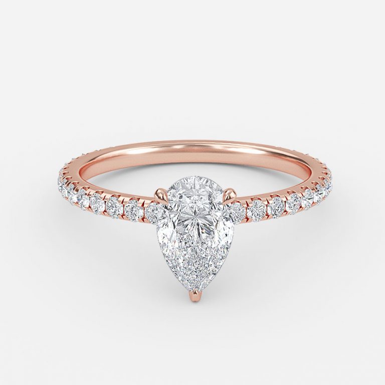 Pear Hidden Halo Engagement Ring