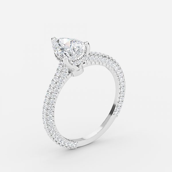 Pear Hidden Halo Engagement Ring