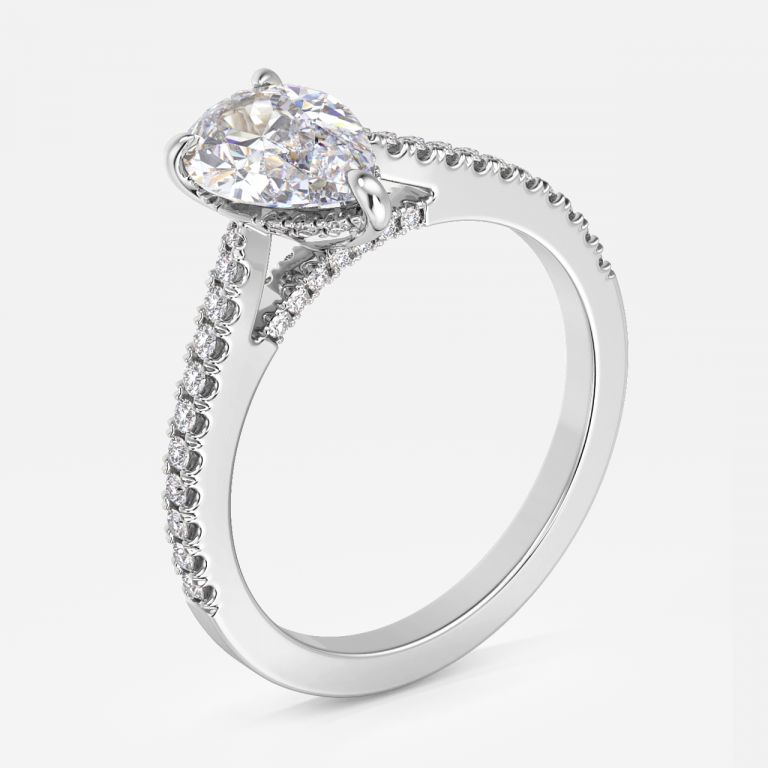 Pear Hidden Halo Engagement Ring