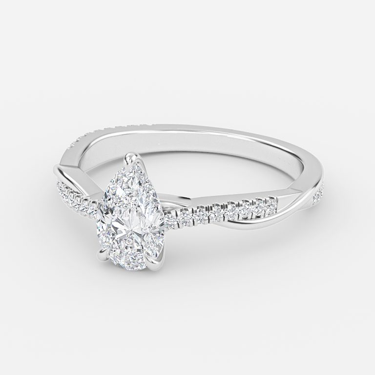 Pear Diamond Band Engagement Ring