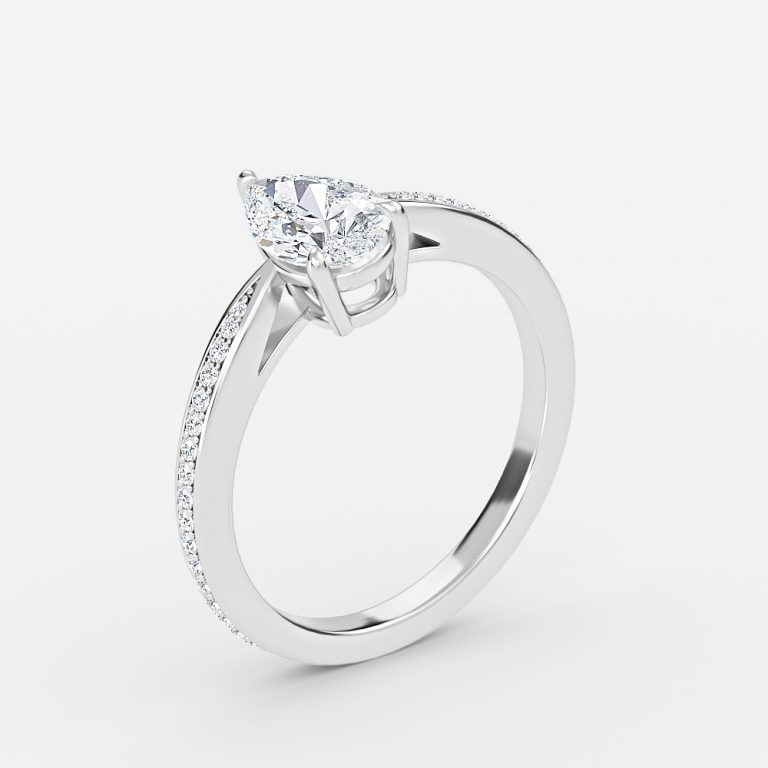 Pear Diamond Band Engagement Ring