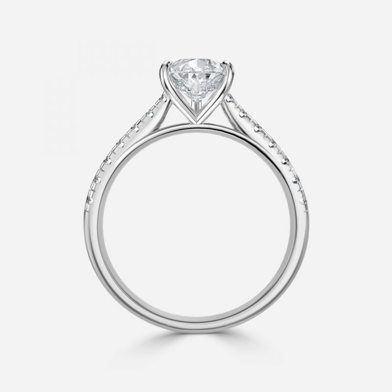 Pear Diamond Band Engagement Ring