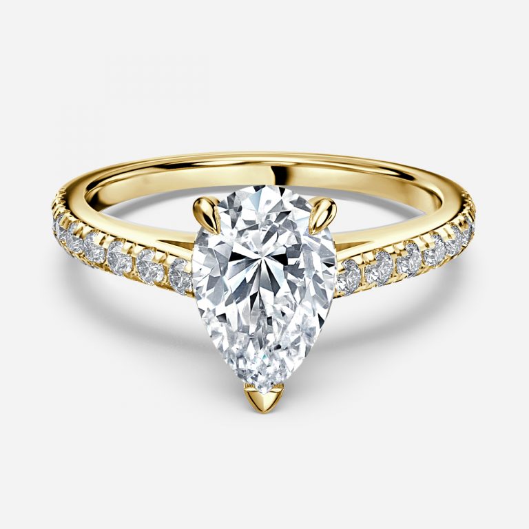 Pear Diamond Band Engagement Ring