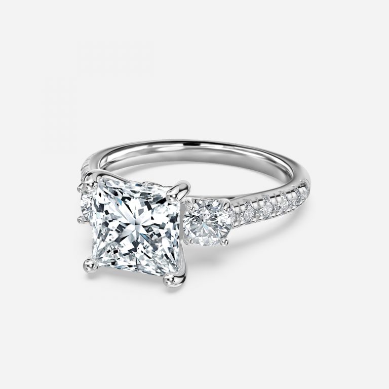 Princess Three Stone Engagement Ring