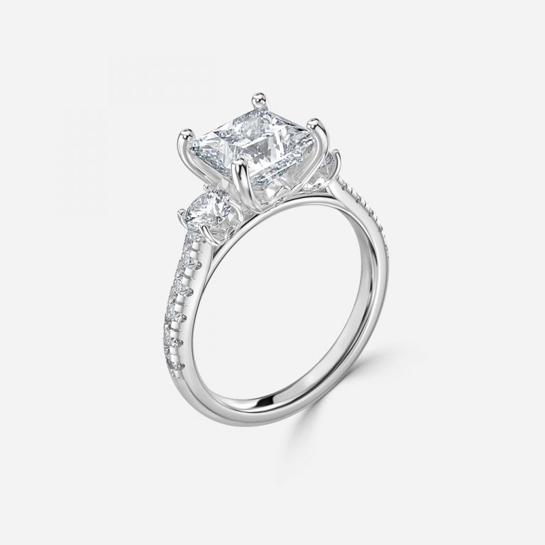Princess Three Stone Engagement Ring