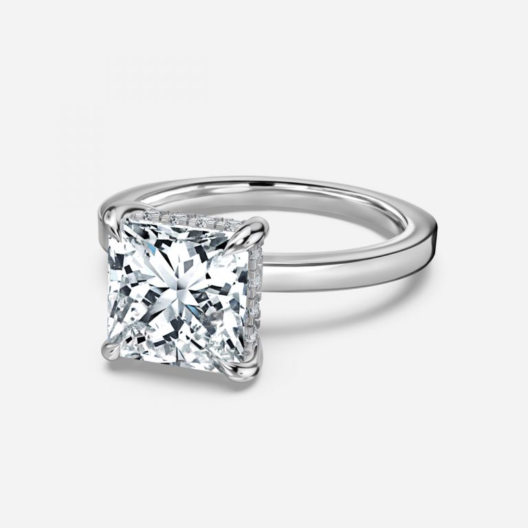 Princess Hidden Halo Engagement Ring