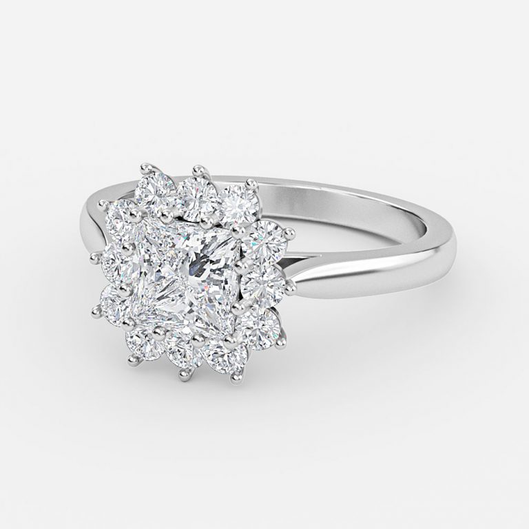 Princess Cluster Engagement Ring