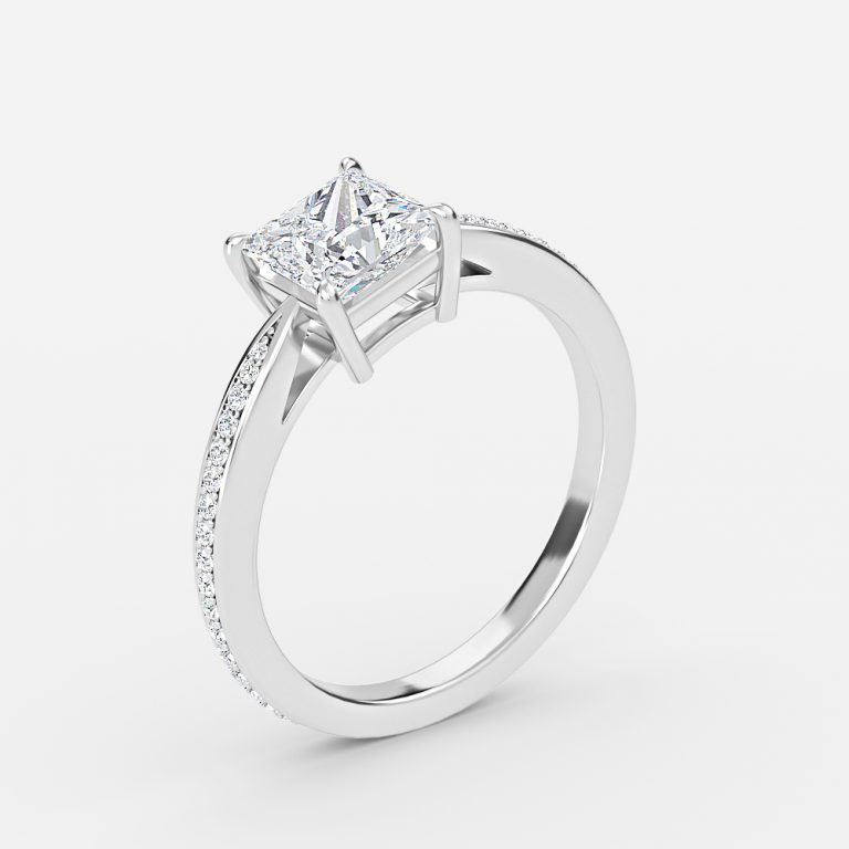 Princess Diamond Band Engagement Ring