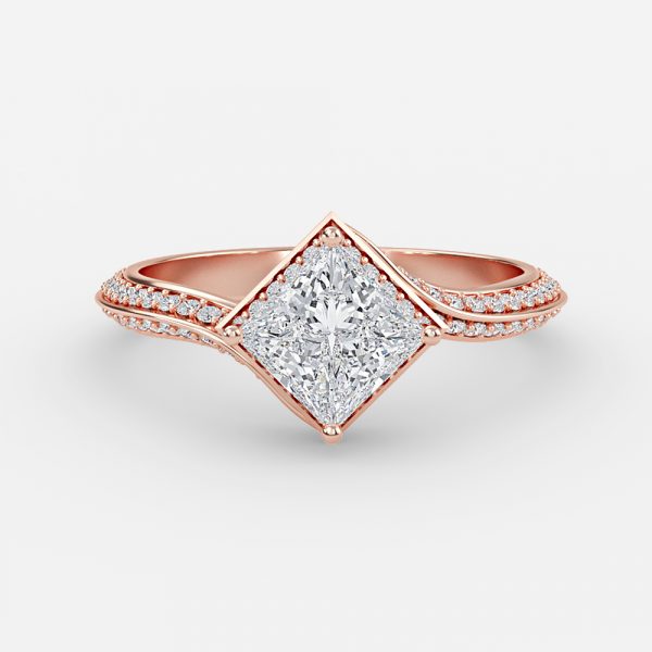 Princess Hidden Halo Engagement Ring