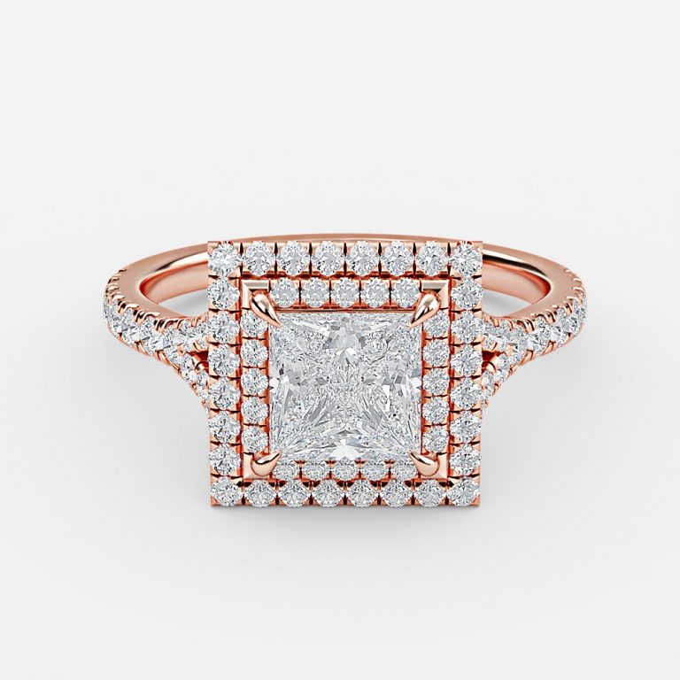 Princess Double Halo Engagement Ring