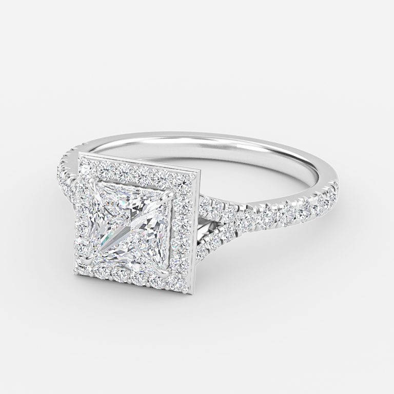 Princess Halo Engagement Ring