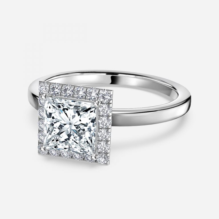 Princess Halo Engagement Ring