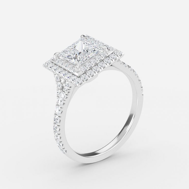 Princess Double Halo Engagement Ring