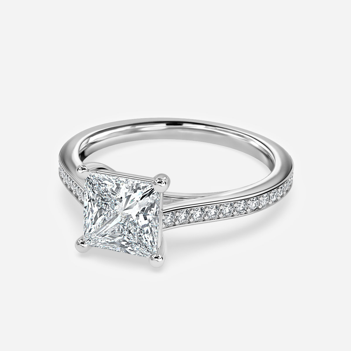 Princess Diamond Band Engagement Ring