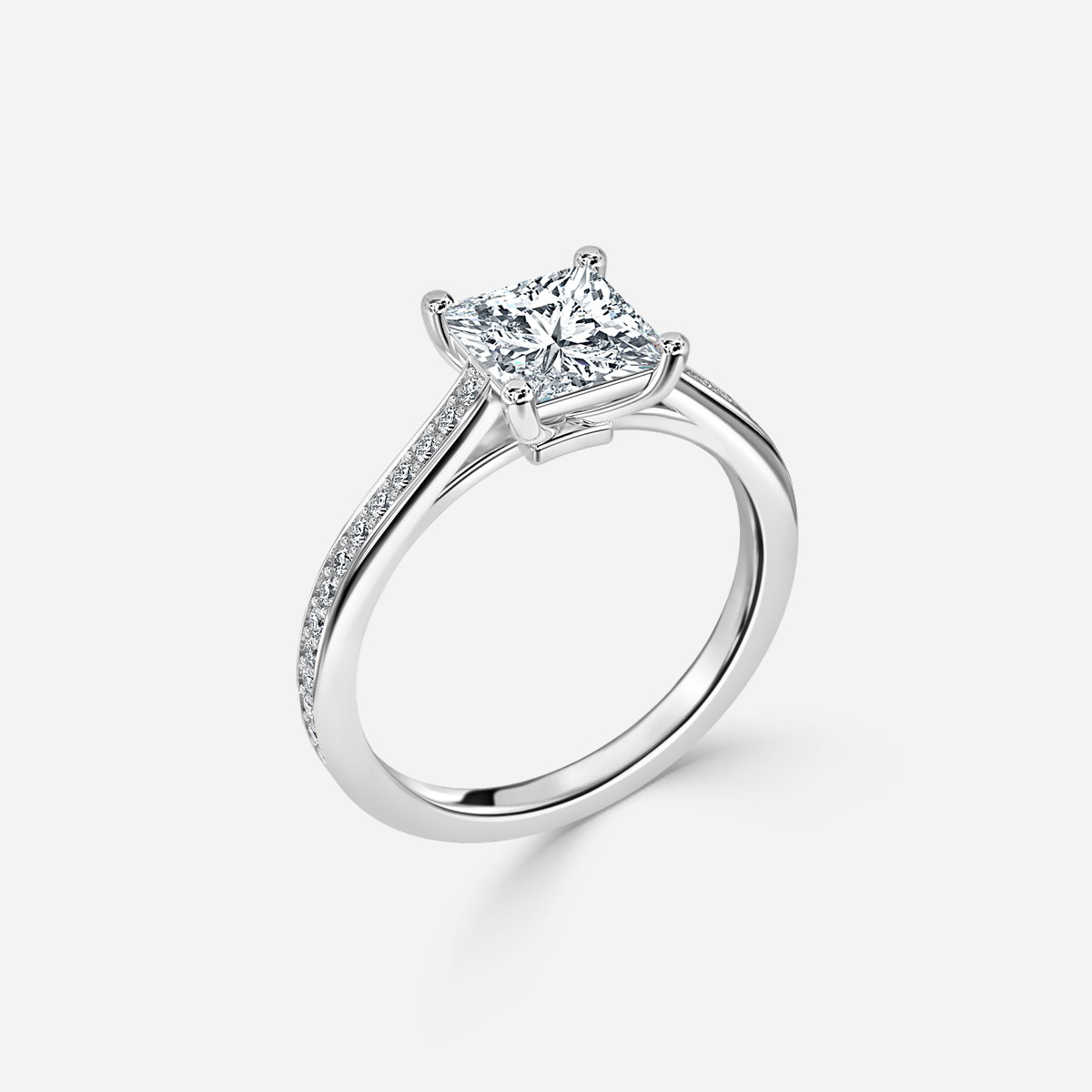 Princess Diamond Band Engagement Ring