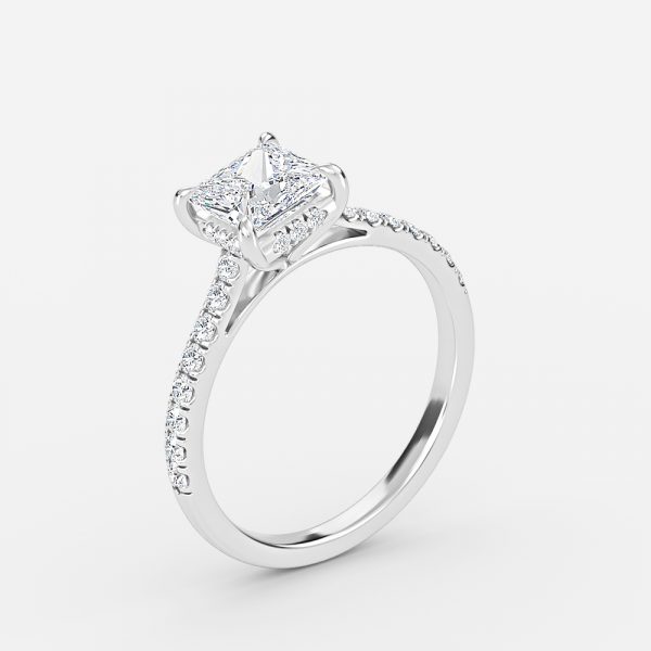 Princess Hidden Halo Engagement Ring