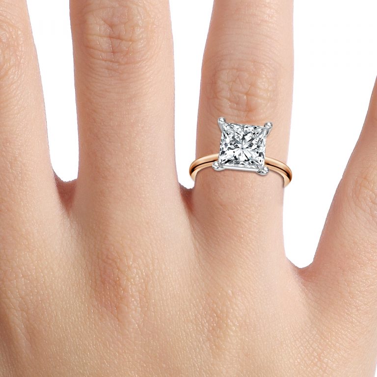Princess Two Tone Solitaire Engagement Ring