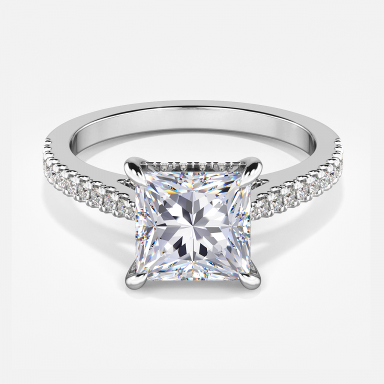Princess Hidden Halo Engagement Ring