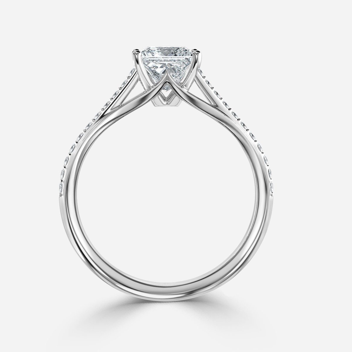 Princess Diamond Band Engagement Ring