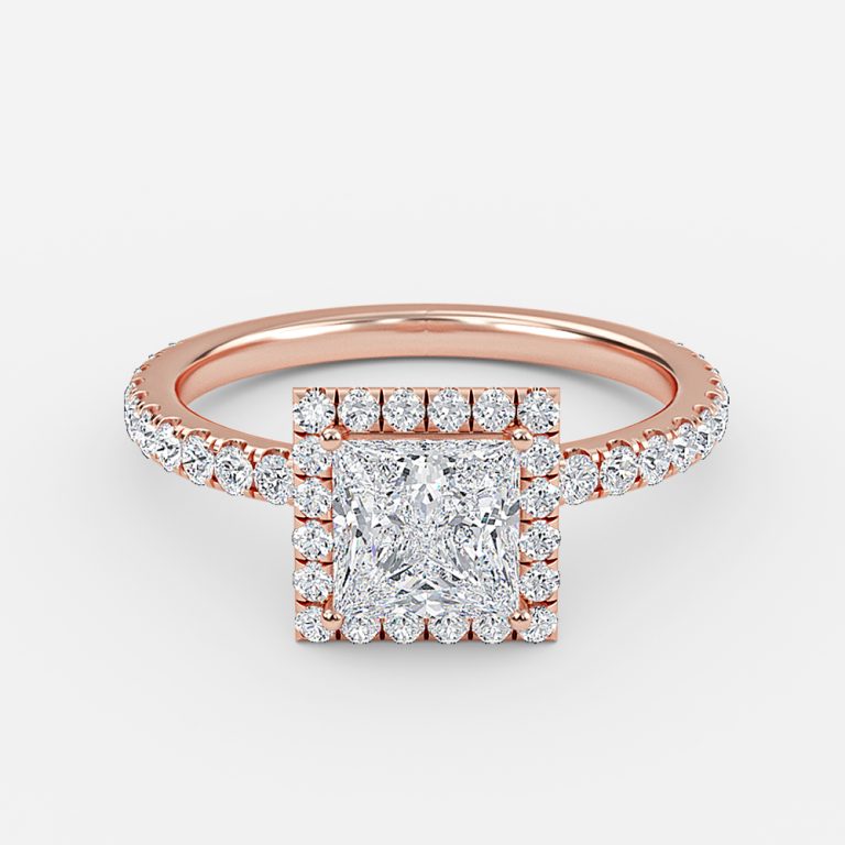 Princess Halo Engagement Ring