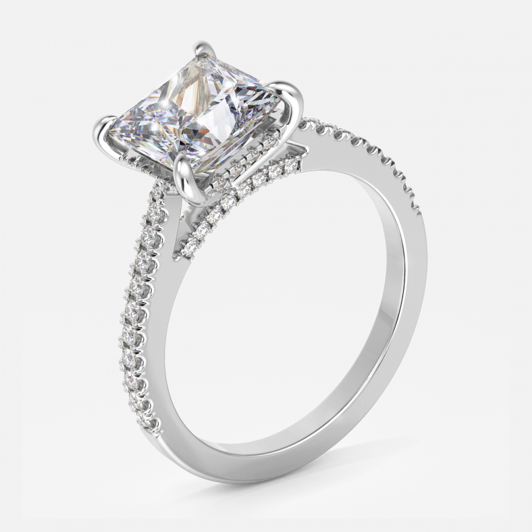 Princess Hidden Halo Engagement Ring