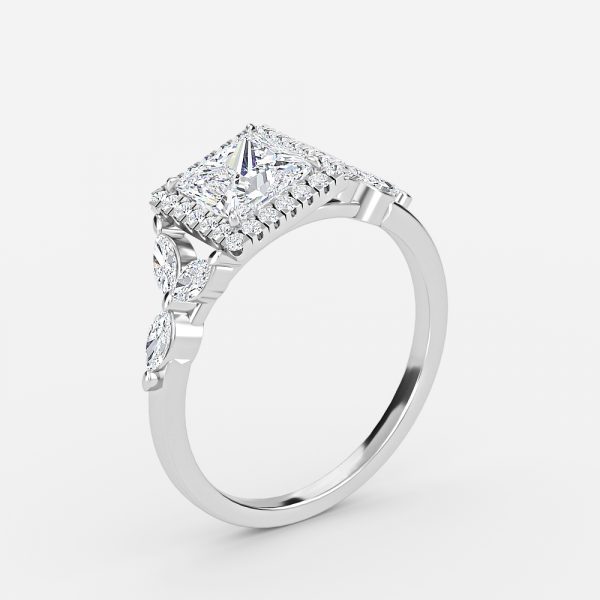 Princess Halo Engagement Ring