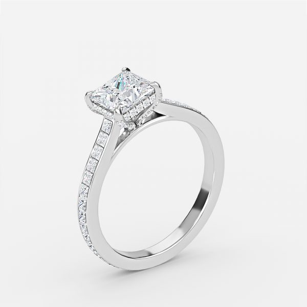 Princess Hidden Halo Engagement Ring