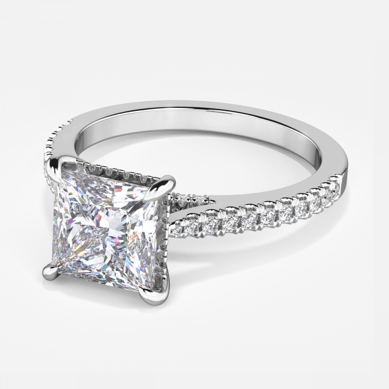 Princess Hidden Halo Engagement Ring