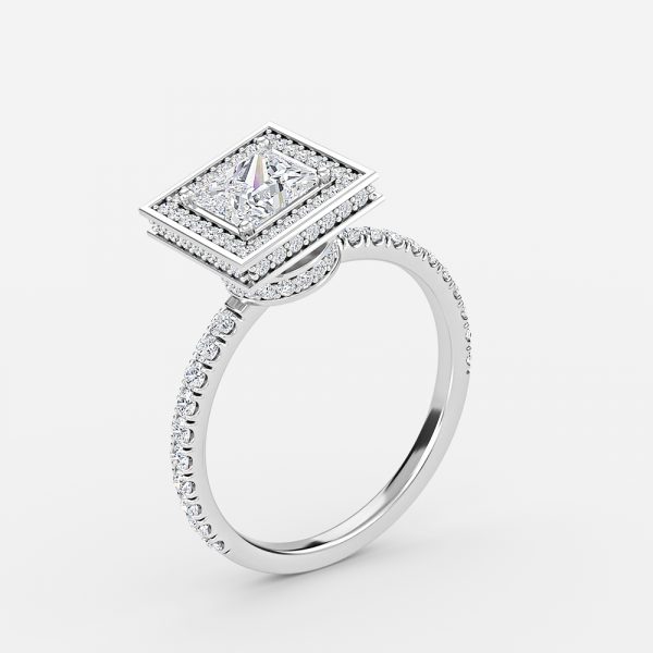 Princess Halo Engagement Ring