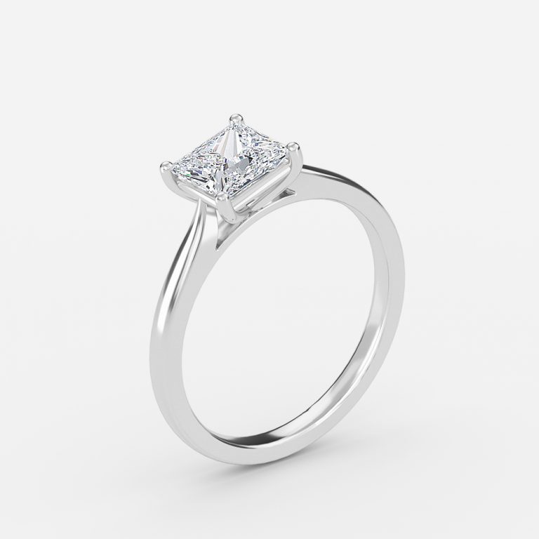 Plain Princess Solitaire Engagement Ring