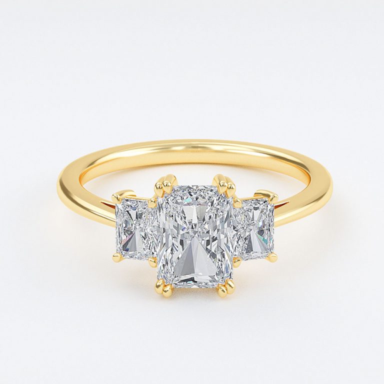 Radiant Three Stone Engagement Ring
