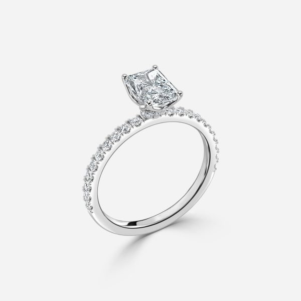Radiant Hidden Halo Engagement Ring