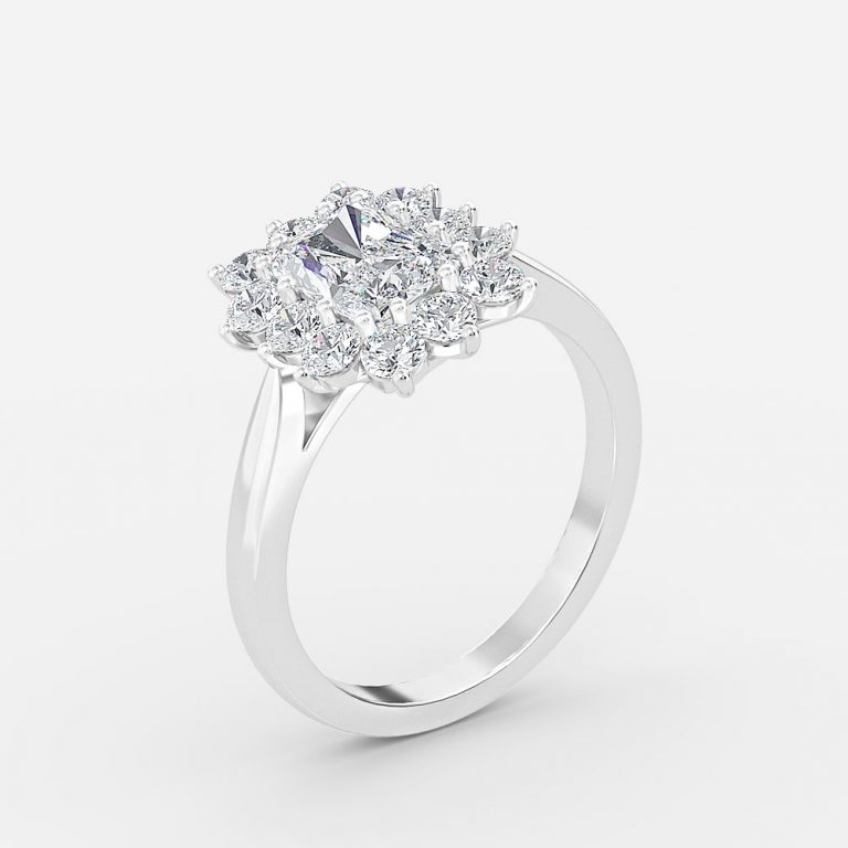 Radiant Cluster Engagement Ring